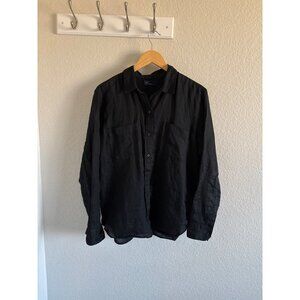 Black GAP linen long sleeve button up womens shirt
